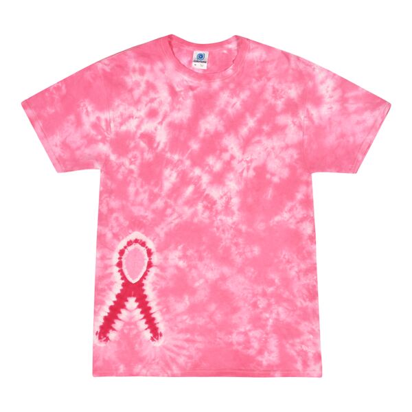 Pink Ribbon Shapes Short Sleeve Tie Dye Thumbnail