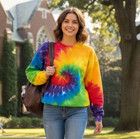 custom printed crewneck tie dyes